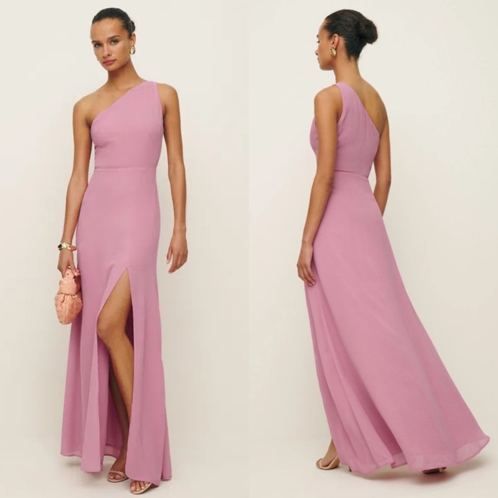 Reformation One-Shoulder Lilac Maxi Dress with Front Slit